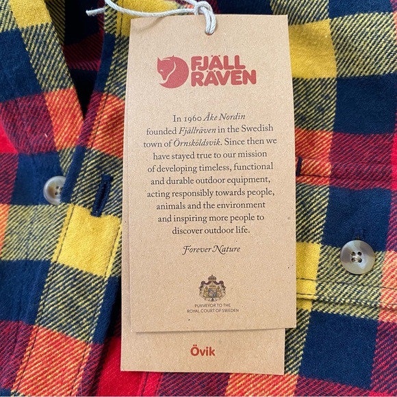 Fjallraven New Size M Skog Slim Fit Heavy Flannel Button Down Shirt Red Yellow - Picture 10 of 10